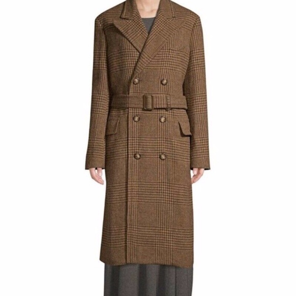 glen plaid wool trench